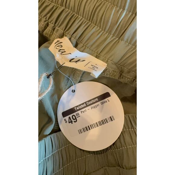 Twisted Couture Olive Cinch Leg Pants Women’s Size Large NWT Inseam 30" - Picture 3 of 14